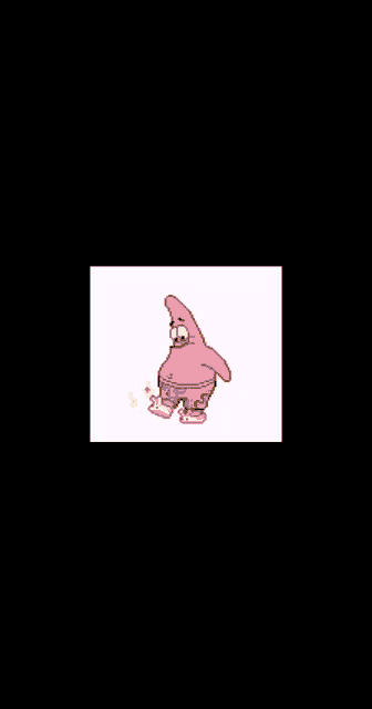 a drawing of patrick star from spongebob squarepants with hearts around him