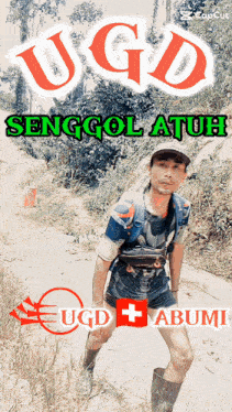 a man in shorts and a hat is on a poster that says u gd senggol atuah