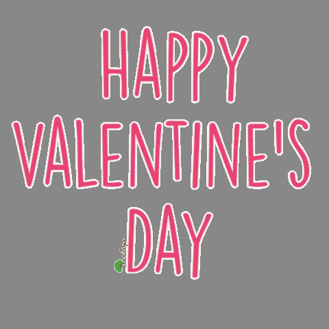 a happy valentine 's day greeting card with pink letters