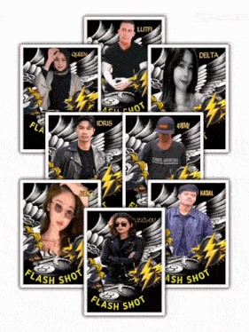 a collage of photos with the words flash shot written on the bottom