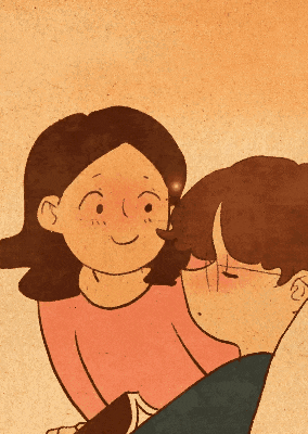 a cartoon drawing of a man carrying a woman