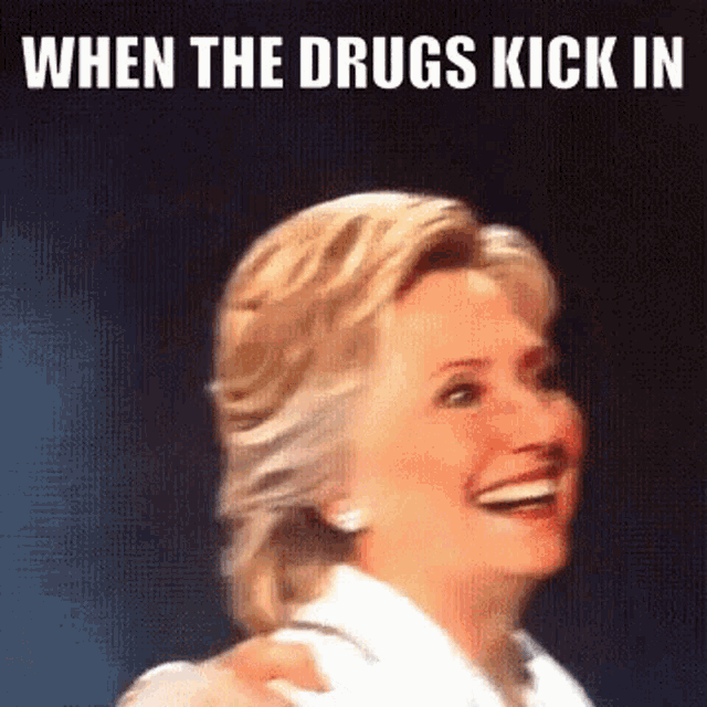 When The Drugs Kick In Hillary Clinton GIF - When The Drugs Kick In Hillary Clinton Whoah Face GIFs