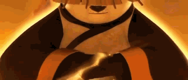 a close up of a cartoon panda wearing a hat and holding a gold object .