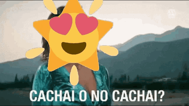 a sun with hearts in its eyes and the words cachai o no cachai on the bottom