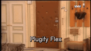 a picture of a living room with the words " plugify flex " on it