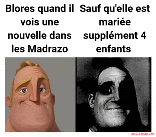 a picture of a cartoon character next to a picture of a man with a caption in french