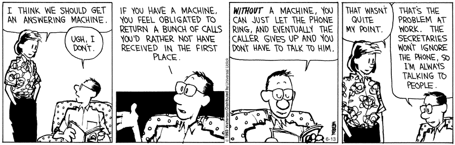 a black and white cartoon shows a woman talking to a man