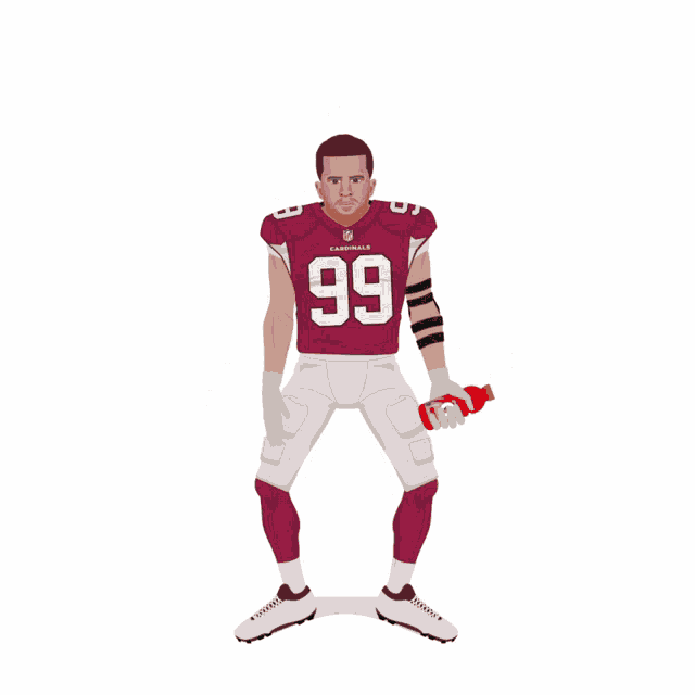 a cardinals football player holding a red gatorade bottle