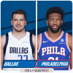 a flyer for a basketball game between dallas and philadelphia on feb 4