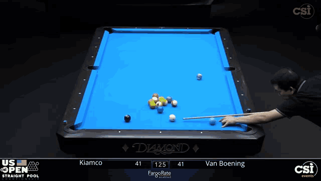 a pool table with a blue cloth that says diamond