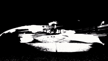 a computer generated image of a person standing in front of an explosion