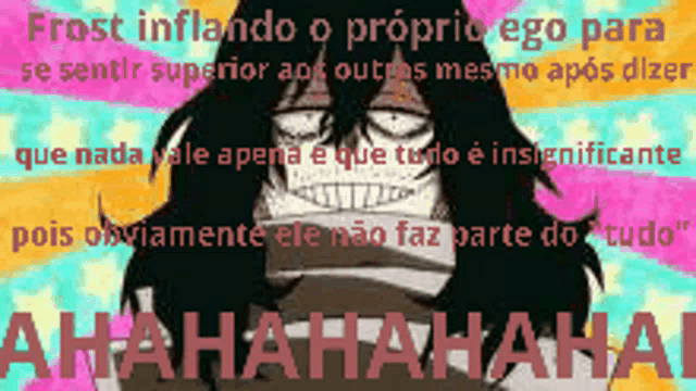 a cartoon character with the words frost inflando o proprio ego para se sentir superior