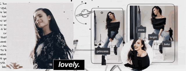 a collage of images of a woman with the words lovely on the bottom
