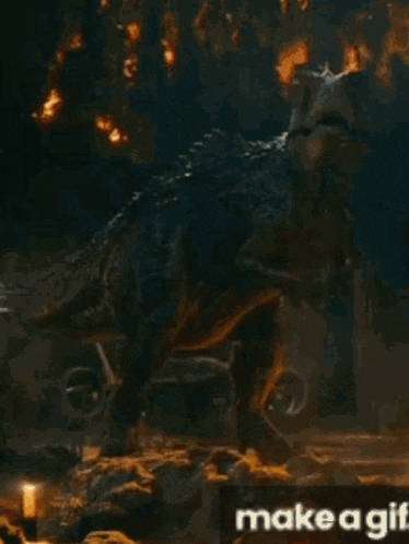 a gif of a dinosaur with the words make a gif below