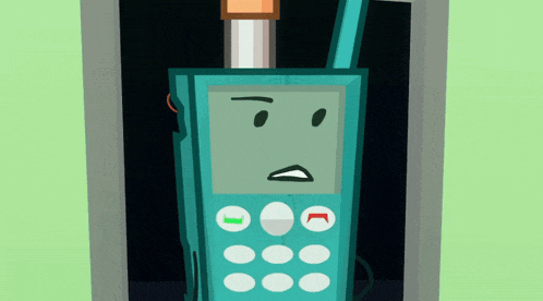 a cartoon illustration of a cell phone with a face on the screen