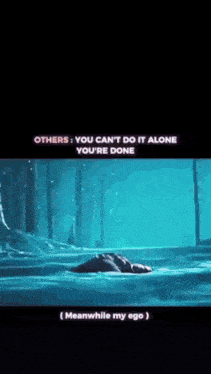a person is laying on the ground with a pink light coming out of their head and the words others you can 't do it alone
