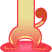 a cartoon drawing of a cat with a tail