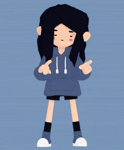 a girl with long black hair is wearing a blue hoodie and shorts