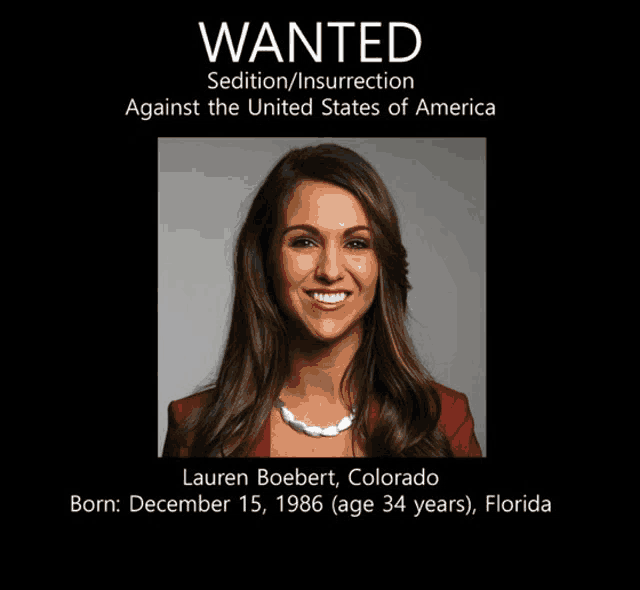 a wanted poster for lauren boebert from colorado florida