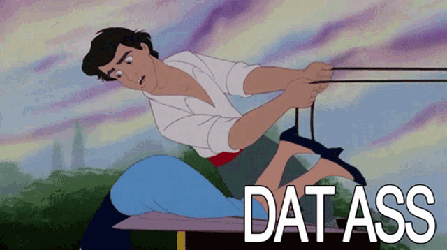a cartoon of a man pulling a rope with the word dat ass underneath