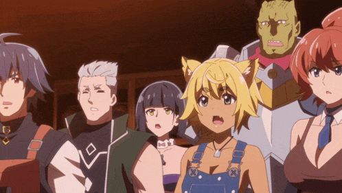 a group of anime characters including a girl with a cat ears
