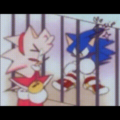 amy and sonic are behind bars in a cartoon