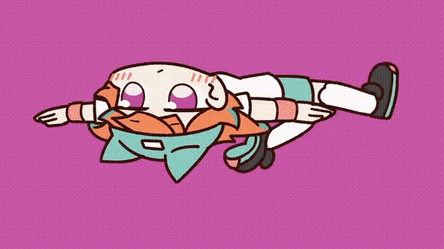 a cartoon character is laying on its back with its arms outstretched