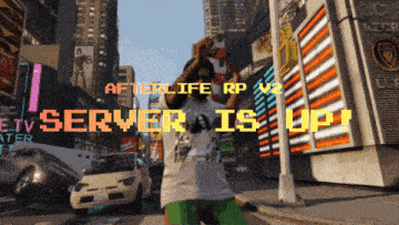 afterlife rp v2 server is up written on a screen