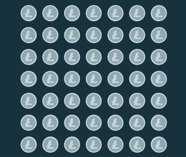 a row of coins with the letter l on them on a dark blue background