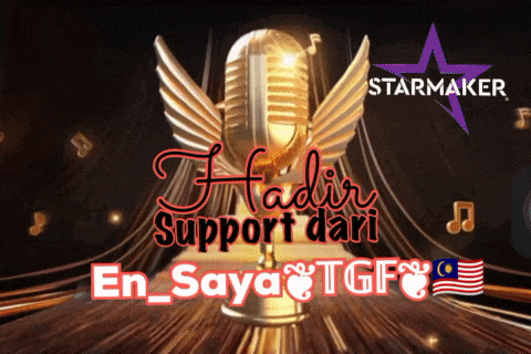 a microphone with wings and the words hadir support dari en saya tgf