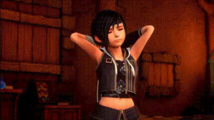 a cartoon character is standing in a room with a light coming out of her hands .