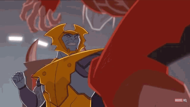 a cartoon of a samurai with a marvel hq logo in the corner