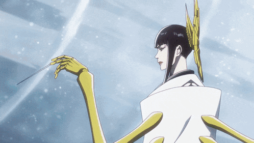 a cartoon drawing of a woman holding a sword in her hand