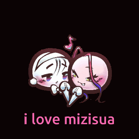 a cartoon drawing of a girl and a boy with the words i love mizisua below them