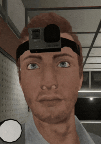 a man wearing a headband with a gopro camera attached to it