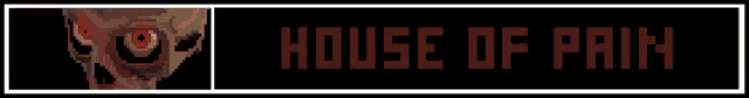 a sign that says house of pain with a skull on it