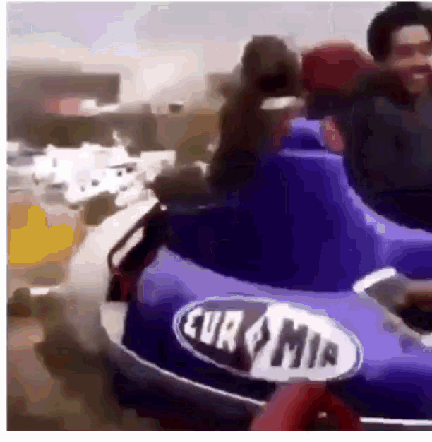 a group of people are riding a roller coaster that says euro mir