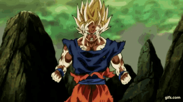 a gif of goku from dragon ball super is displayed