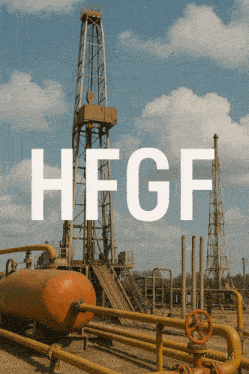 a picture of an oil rig with the words hgf written on it