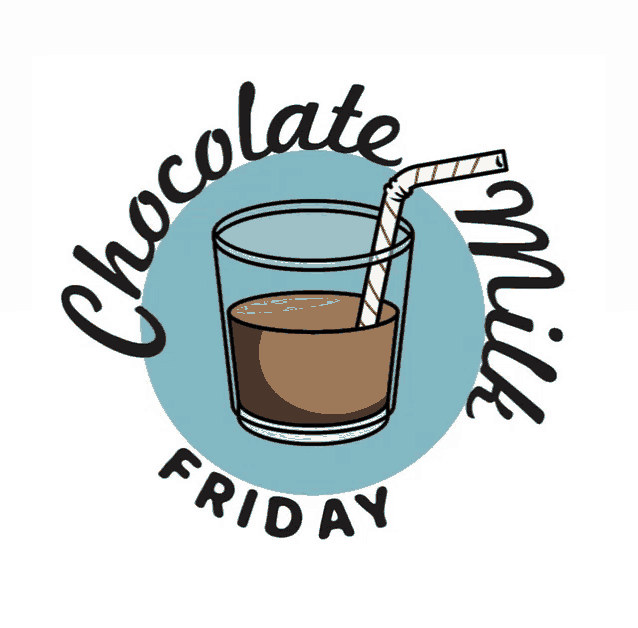 a glass of chocolate milk with a striped straw