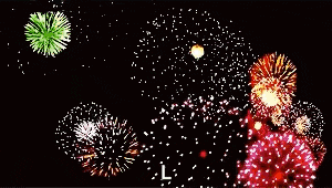a bunch of colorful fireworks are exploding in the night sky