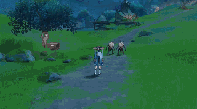 a cartoon character is kicking a sword in the air .