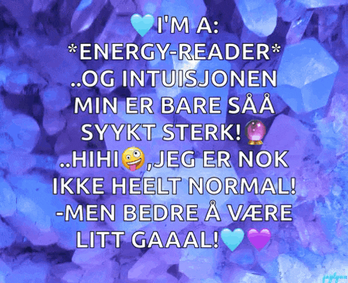a purple background with hearts and the words i 'm a energy reader