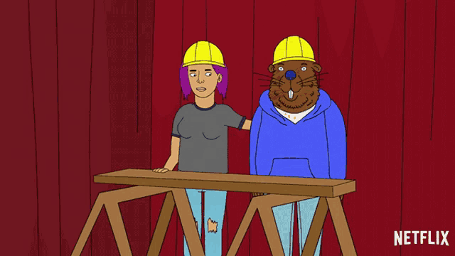 a cartoon of a woman and a beaver with a netflix logo in the corner