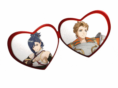 a man and a woman are in heart shaped glasses