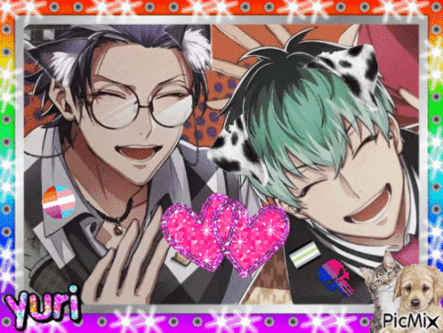 a picture of a couple of anime characters with yuri written on the bottom