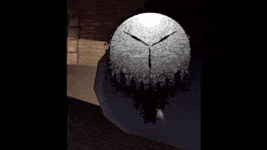 a computer generated image of a clock with a brick wall behind it