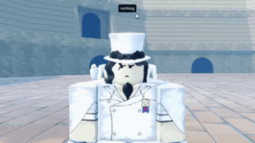 a cartoon character is wearing a white top hat and has the word nothing on the bottom right