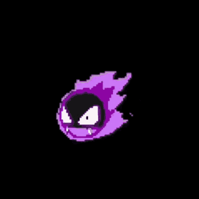 a pixel art of a purple flame with a black background