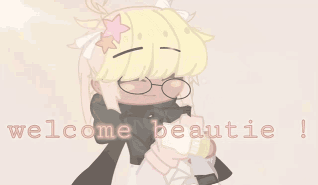 a drawing of a girl with the words welcome beautie